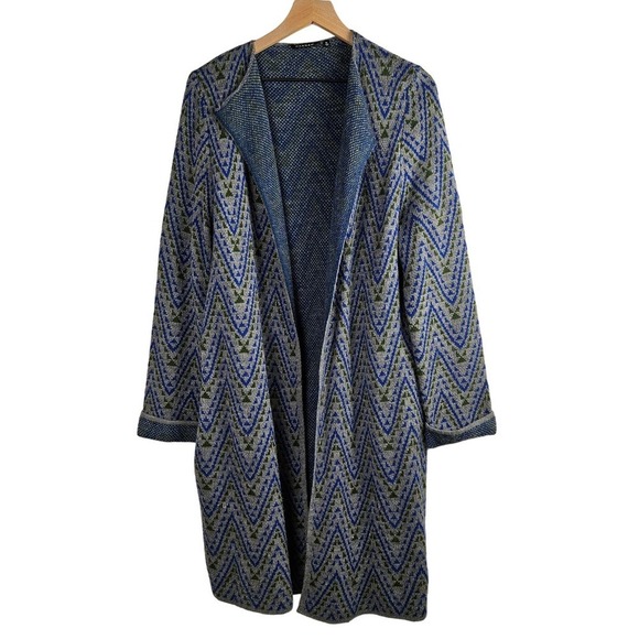 Hannah Diamond Boho Print Open‎ Front Cardigan Sweater XL Grey - Picture 1 of 8